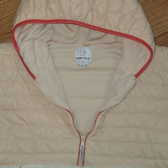 IVORY ELLA 1/2 Zip Hooded Pullover Quilted & Sherpa Jacket w Soft Lining Size M - Picture 4 of 8